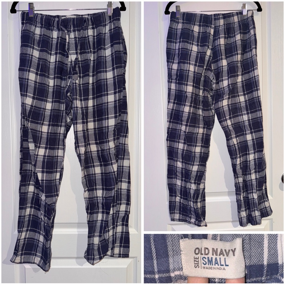 Old Navy Plaid Joggers - Navy and White